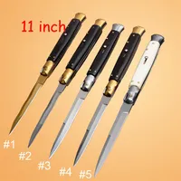 New 5 STYLE 11 inch Italian Mafia Tactical AUTO folding knife 9CR18MOV blade Black Horn Handle EDC tool Pocket knives 9 INCH 13INC1742