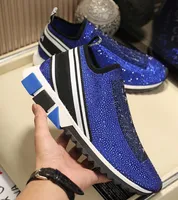 Top Brand Sorrento Stretch Sneaker Shoes Men Mesh Sock with Fusible Crystals Black Red Blue Fashion Man Wholesale Walking EU38-46.box