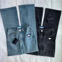 Donne alla moda pantaloni in denim jeans lavati casual in jeans neri blu stile