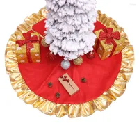 Christmas Decorations 36" Tree Skirts Aprons With Golden Ruffle Edge For Xmas Carpet Cover Base Decoration Ornaments Navidad 2023