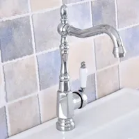 Kitchen Faucets Chrome Finish Brass Single Handle One Hole Deck Mount Basin Faucet Bathroom Sink Cold Water Taps 2sf642