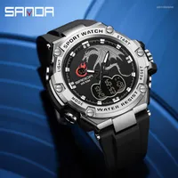 Wristwatches SANDA Men Watches Fashion Sport Super Cool Quartz LED Digital Watch 50M Waterproof Wristwatch Men's Military Army Clock