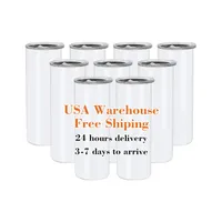 USA Warehouse 20oz Blanks Sublimation Tumbler Stainess Steel Coffee Tea Mugs Insulted Water Cup With Plastic Straw And Lid tt0320