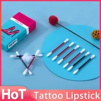 Lip Gloss 5 Colors 20Pc Box Cotton Swab Tattoo Lipstick Waterproof And Long Lasting