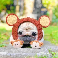 Dog Apparel Winter Pet Hat Cute Animals Knitted Dogs Cap Bear Ears Warm Hats For Cat Party Christmas Cosplay Accessorie Supplies