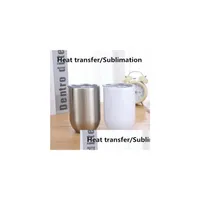 Other Home Garden Sublimation 12Oz Wine Tumblers Coffe Mugs Heat Transfer Egg Tumbler Double Walled Stainless Steel Water Cups Wit Dhwva