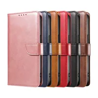 För iPhone -mobiltelefonfodral 14 Pro Max 13 XS Samsung S23 Ultra S22 Flip Leather Magnetic Attaction Soft TPU Wallet Case Card -kortplats