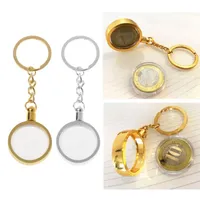 Keychains 27mm 1.06" Holder Keyring Medallion Or Chip Collection Souvenir Coin Pendant Keychain Fashion Jewelry C1FC