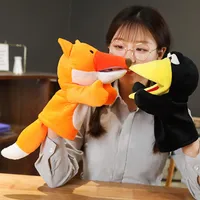 Cute soft animal plush toys cartoon fox crow stuffed hand puppets for kids pretend toys creative activity props298f
