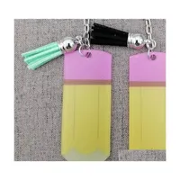 Cartoon Accessories Creative Teachers Day Keychain Fashion Acrylic Pencil Dangle Charms Key Ring Personalize Smal Dhgiz