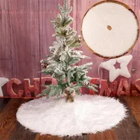 Christmas Decorations Tree Skirt Floor Mat Cover White Soft Plush Round 78cm 30.7inch Party Home Decor Supplies