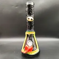 35CM 14 Inch Handy Bong Glass Bong Water Pipe 3D Black Cyclone Monster 9MM Thickness Red Smurf Glass Bongs Thick Beaker Smoking Bubbler Dab Rig
