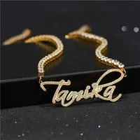 Custom Name Necklace Jewelry Gold Plated CZ Letter Pendant Necklace with 4mm 18inch CZ Tennis Chain for Men Women2619