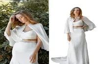 Cheap White Bridesmaid And Bride Capes Custom Made Chiffon Wedding Party Robe For Women Jackets Bolero 1931313