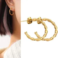 Hoop Earrings & Huggie 18k Gold Color For Women C Shape EarringStainless Steel Jewelry Quality Acce