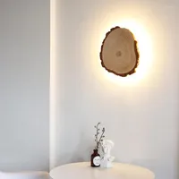 Wall Lamp Nordic Style Led Solid Wood Bedside Indoor Bedroom Porch Chinese Log Background Light Home Decoration Lighting