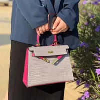 Designer Handbags Herms Kely Bags Yuan Bag 2021 Crocodile Pattern Versatile One Shoulder Crossbody Women's Second Generation Mini Leather Handbag