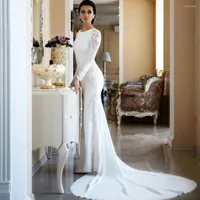 Повседневные платья элегантные свадебные платья vestido de noiva русалка свадебная белая кружевная пуговица