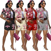 Brand designer 2023 bulk wholesale Women's Tracksuits letter print short sleeve Jackets and shorts two pieces set casual sports outfits Women's Clothing 9525