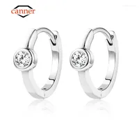 Hoop Earrings CANNER 925 Sterling Silver Real Sparkling Moissanite Piercing Huggie For Women Wedding Party Fine Jewelry Gifts