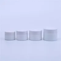 Storage Bottles 15g 20g 30g 50g White Glass Cream Jars Cosmetic Packaging With Lid Plastic Caps & Inner Liners Round Empty Small