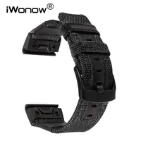 26mm Genuine Nylon Leather Watchband For Garmin Fenix 5x 3 3hr Quick Easy Fit Watch Band Stainless Steel Clasp Wrist Strap Y233L