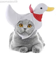 Cat Costumes White Duck Pet Cosplay Cat Hat Small Dogs Headwear Kitten Products Funny Hat for Dogs Halloween Costume Dress Up Pet Accessories AA230321