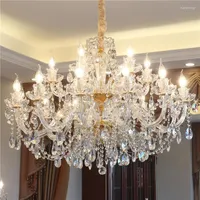 Lustres or cristal lustre salle à manger bohème lumière pour salon Foyer chambre décorative suspension lampe plafond