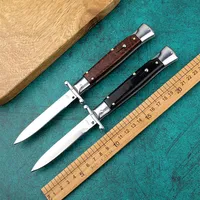 New BM Micro 9inch Black Bull Horn 9 Inch Mafia Style Guardian Folding Outdoor Camping Knife C07 Survival Knife300F