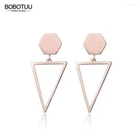 Stud Earrings BOBOTUU Fashion Titanium Steel Triangle Geometric Design Trendy White Gold Color Dangle Jewelry BE17011