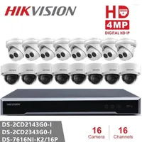 Hikvision DS-7616NI-K2 16P 16CH 16POE H.265 NVR & Camera DS-2CD2343G0-I DS-2CD2143G0-I 4MP Network Dome Security P2P