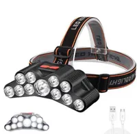 Powerful 11 led Headlamp flashlight Outdoor cycling Bike motorcycle headlight Built in Battery Rechargeable 4 mode Headlamps waterproof Hunting Fishing Lights