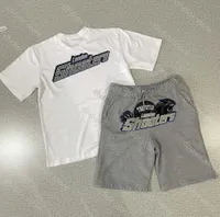 Camisetas de verano para hombres London Shooter Trapstar Traje corto Famoso diseñador bordado Big icono Camisa de su capucha Down Down Advanced Design 55ess