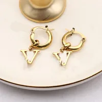 18K Gold Plated Stud Earrings Brand Designers Letters Stud Geometric Luxury Famous Ladies Hoop Dangle Earring for Women Jewelry