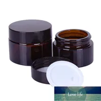 Upmarket Cosmetic Packaging Container Screw Cap 20g Amber Glass Cream Jar Cosmetic Sample Jar Eye shadow Pot Amber Glass Bottle