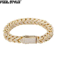 Braccialetti Charm Hip Hop 8mm Iced Out Out Heavy Franco Chain Copper AAA Cubic Zirconia Stones Bracciale per Women Men Jewelry 230320