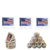 2022 U.S. Flags Postage US Warehouse Drop Shipping Roll of 100 First Class Mailing Service Envelopes Letters Postcard Office Mail Supplies Invitations