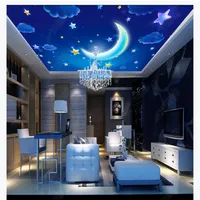 3D zenith mural custom po ceiling wallpaper Fantasy cartoon starry sky white clouds bedroom living room zenith ceiling mural de302E