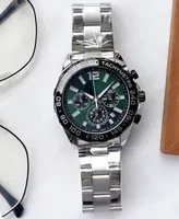 Мужские часы автоматические Quartz Watches 43 -мм серебряный ремешок из нержавеющей стали.