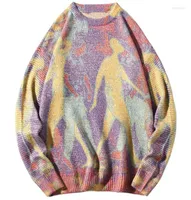 Men039s Sweaters Spring Harajuku Neon Color Block Knit Sweater Pullover Men Women Loose Casual Knitwear Hip Hop StreetwearMen4533969