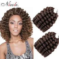 Nicole Hair Jumpy Wand Jamaican Bounce Curl Häkelhaarhäkeln Zöpfe Haarverlängerungen Ombre 20 Strands Kanekalon Braving206s