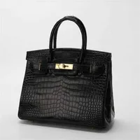 Birkin Bags Leather Women 2022 New Crocodile Skin Women's Fashion Trend Handbag Large capacity ayw