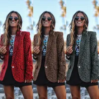 2019 Leopard Print Blazer Feminino Clothes with Button Blazer Jacket Yellow Red Grey Colors Fashion Womens Jackets and Coats X12143923841