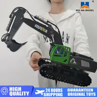Electric RC Car Huina 1558 Remote Control Alloy 11CH RC Excavator 1 18 Crawlers Engineering Vehicle Tractor Toys for Boys Children's Gifts 230321
