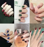 False Nails 24pcs Short Oval Solid Color 12 Colors Korean Japanese Press On Cute Student Glue Wearing Waterproof Manicure