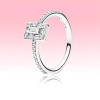 NEW Sparkling Square Halo Ring Women Girls Summer Jewelyr for Pandora 925 Sterling Silver CZ diamond Weeding Ring with Original bo293v