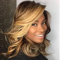 vancehair Highlights #4 #27 13X4 Lace Front Wigs With Baby Hair Pre Plucked Hairline natural wave for women236D