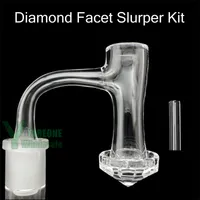 Diamond Facted Base Terp Slurper Banger Quartz Pillar Kit Full Weld Beveled Edge 10mm 14mm 90 Degrees Turp Slurp Dab Nail with a 20mm Quartz Rod YAREONE Wholesale
