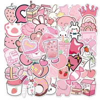 50pcs set new Cartoon pink girly doodle Small waterproof sticker for laptop case bike Skateboard car stickers2447