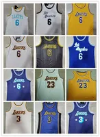 Los Angeles''Lakers''Shorts Męskie Shortback Koszykówki Koschowe koszulki koszykówki 8 24 Bryant LeBron 6 James Anthony 3 Davis Black Yellow